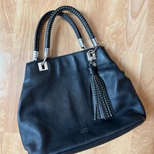 Black Leather top handle Bag